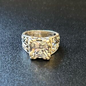 Silpada Sterling Silver Uptown Cubic Zirconia Filigree Ring- Size 10